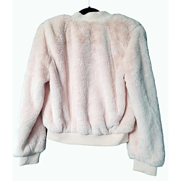 Love Tree Pink Faux Fur Bomber Jacket Size Large (please see measurements) - Picture 2 of 9